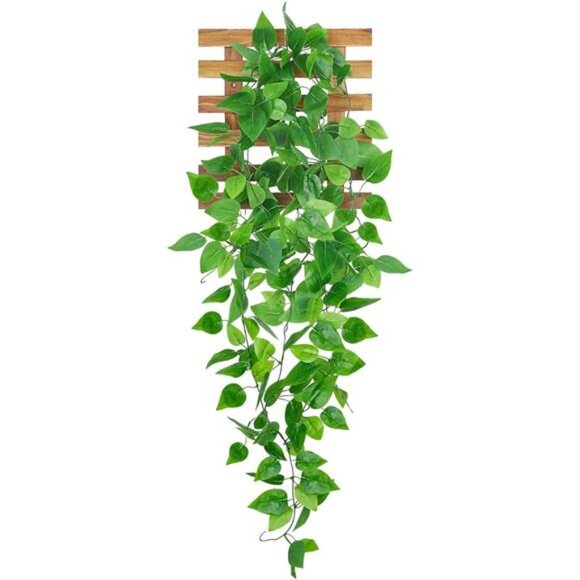 3FT Artificial Hanging Plants with WallPlant FakeIvy Vine WoodenShelf Wall Decor - Picture 1 of 7